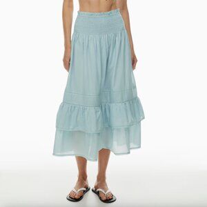 Aritzia Little Moon Nicoya Maxi Skirt Tiered Organic Cotton Blue Size XS